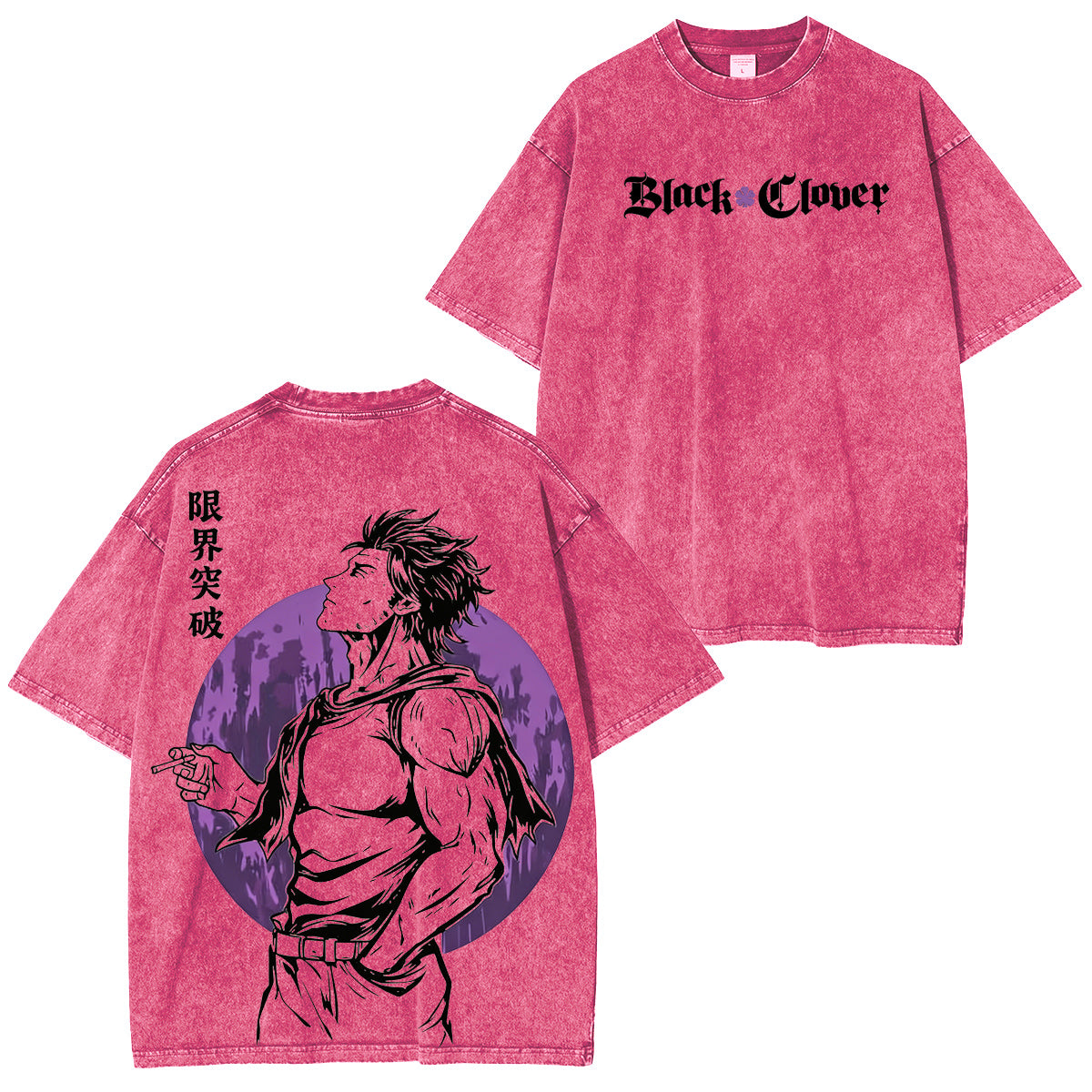 BLACK CLOVER T-shirt/Col rond/Sweat à capuche délavé vintage