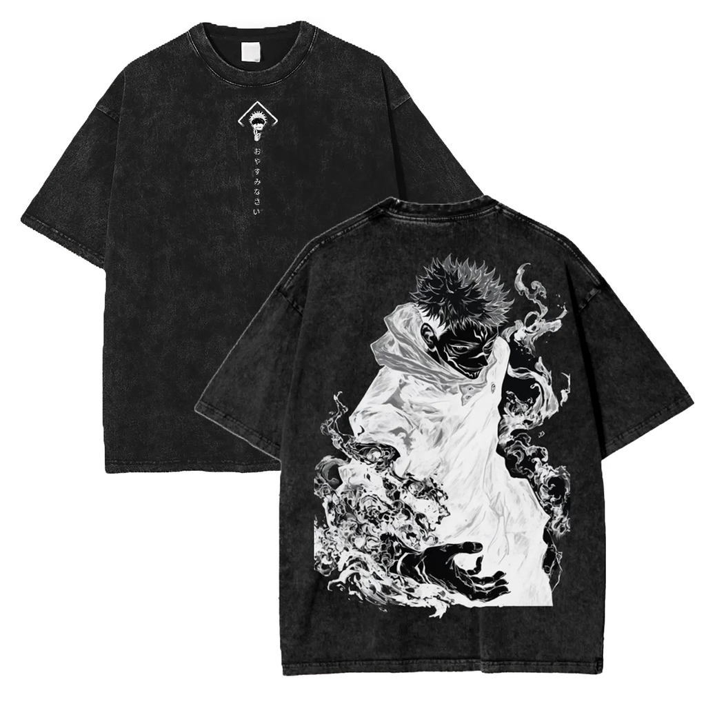 Jujutsu Kaisen Anime Acid Washed Oversize T-Shirt Yuji Itadori Anime Tee Gift For Him