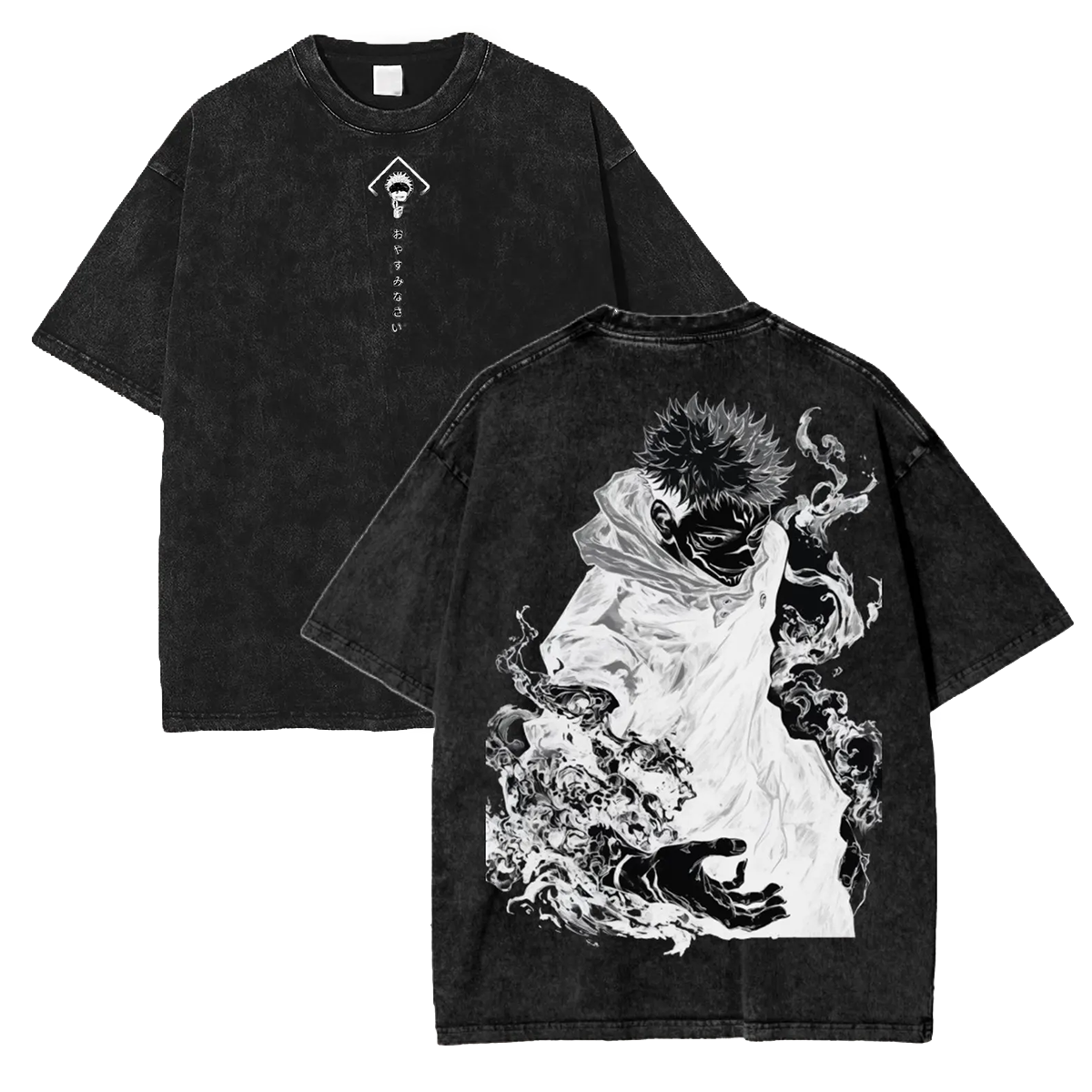 Jujutsu Kaisen Anime Acid Washed Oversize T-Shirt Yuji Itadori Anime Tee Gift For Him