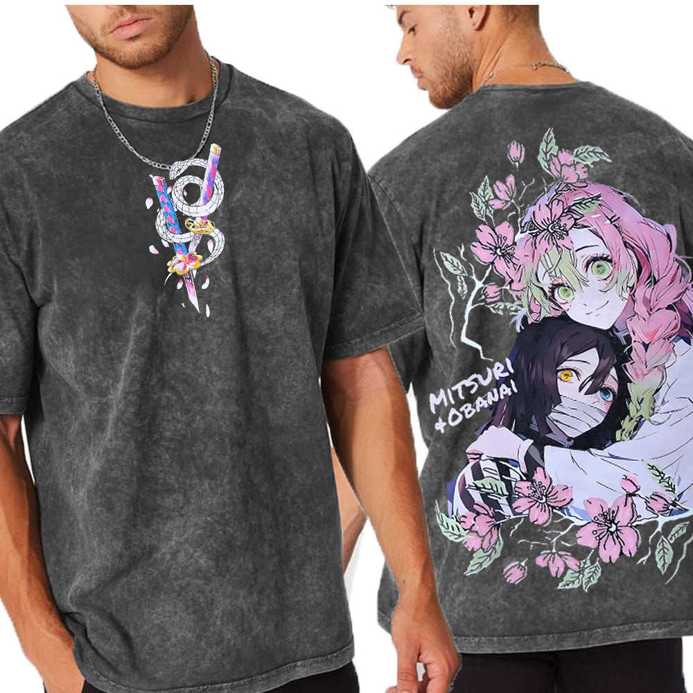 T-shirt unisexe délavé Demon Slayer