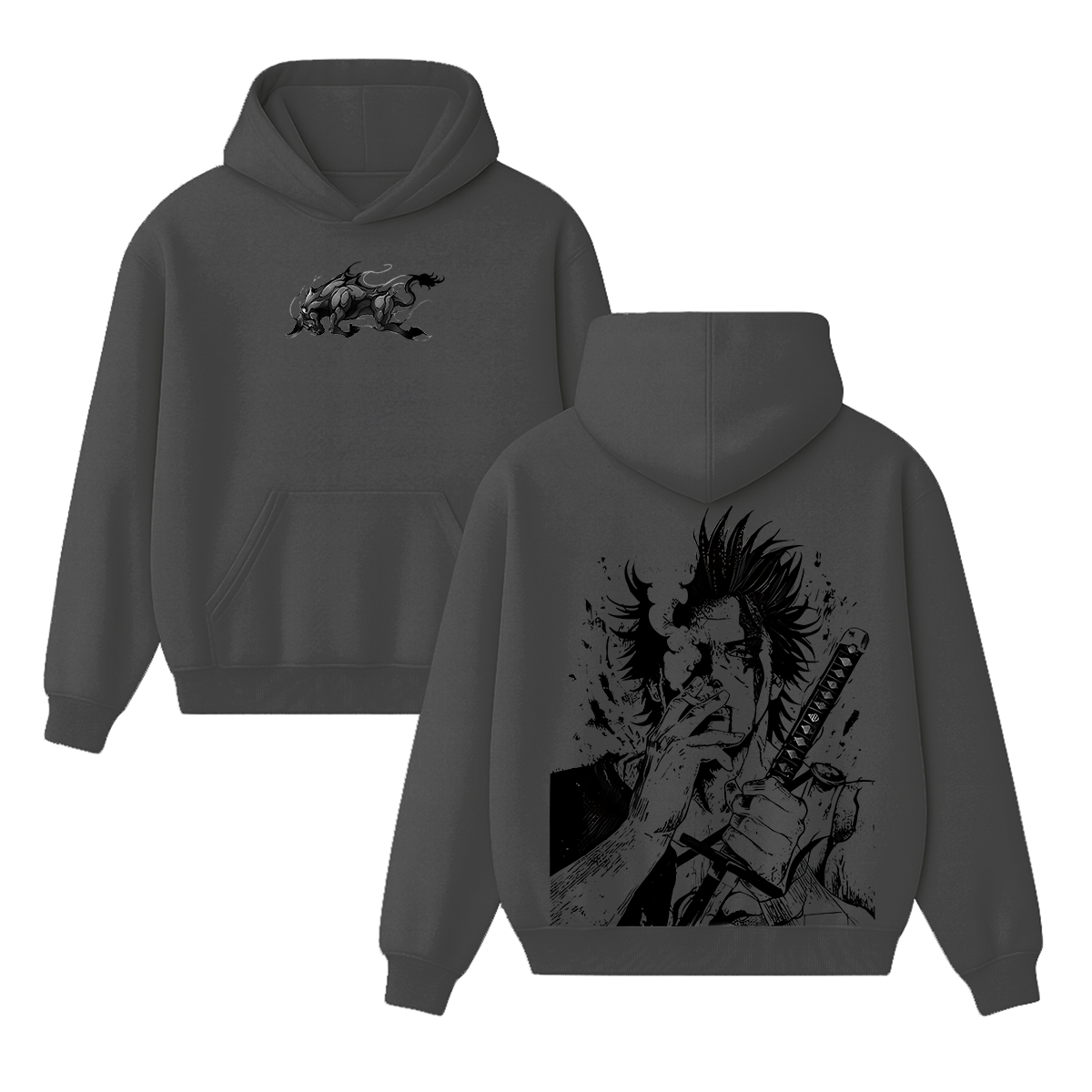 Sudadera Unisex Vintage de Doble Estampado Yami Sukehiro x Black Bulls Anime Black Clover