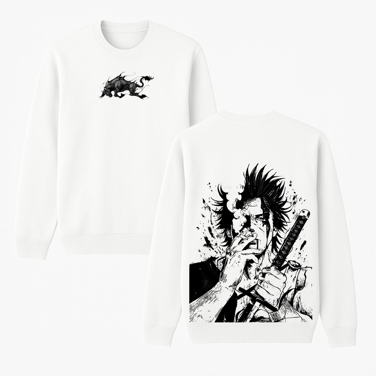 Sudadera Unisex Vintage Estampada por Doble Cara Yami Sukehiro x Black Bulls Anime Black Clover