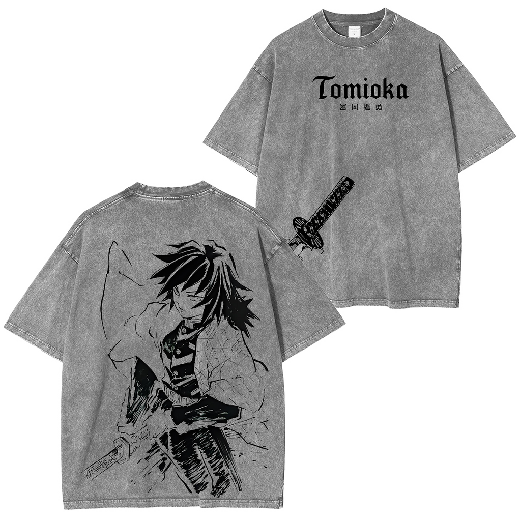 Camiseta Unisex Lavada Vintage Demon Slayer