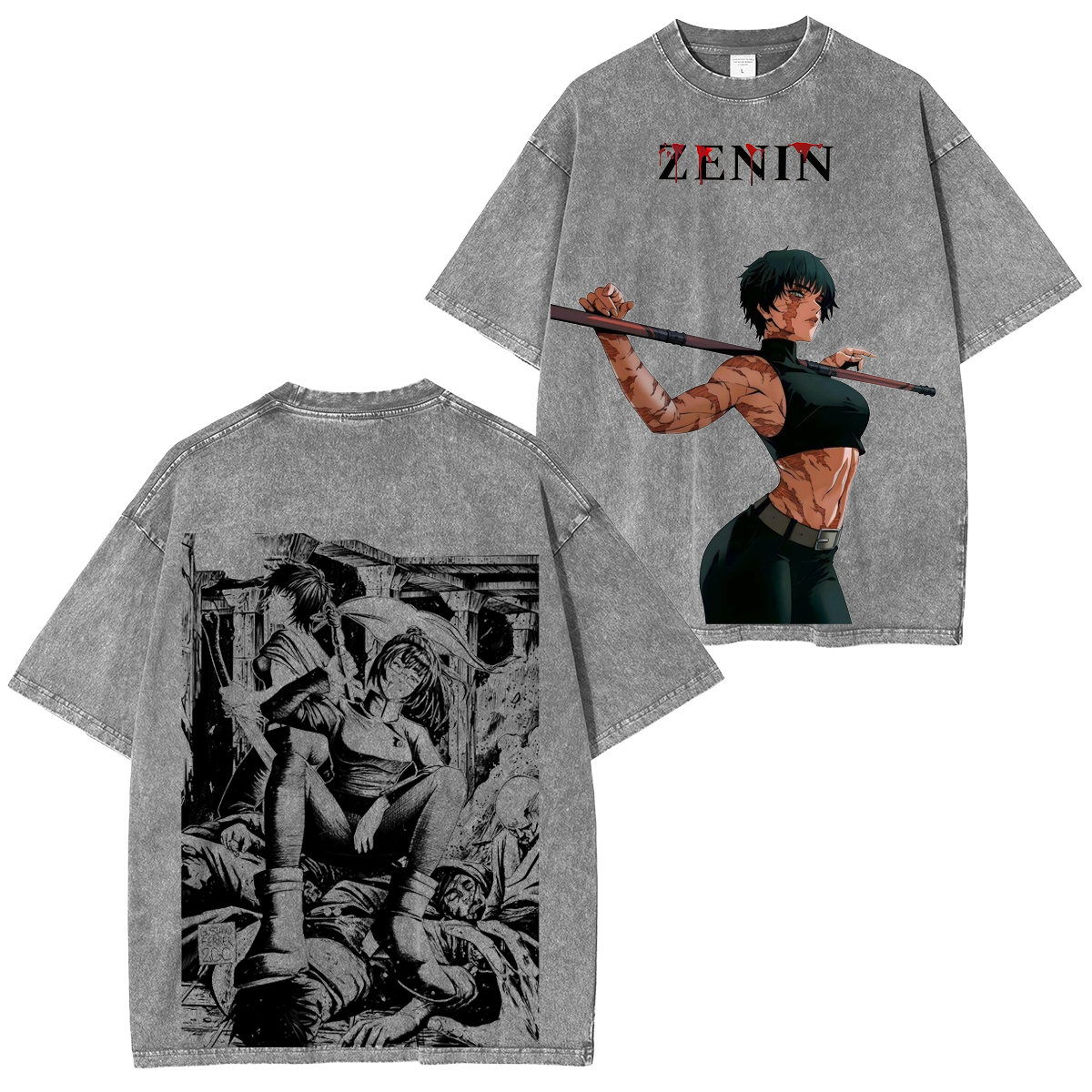 T-shirt unisexe Jujutsu Kaisen effet délavé