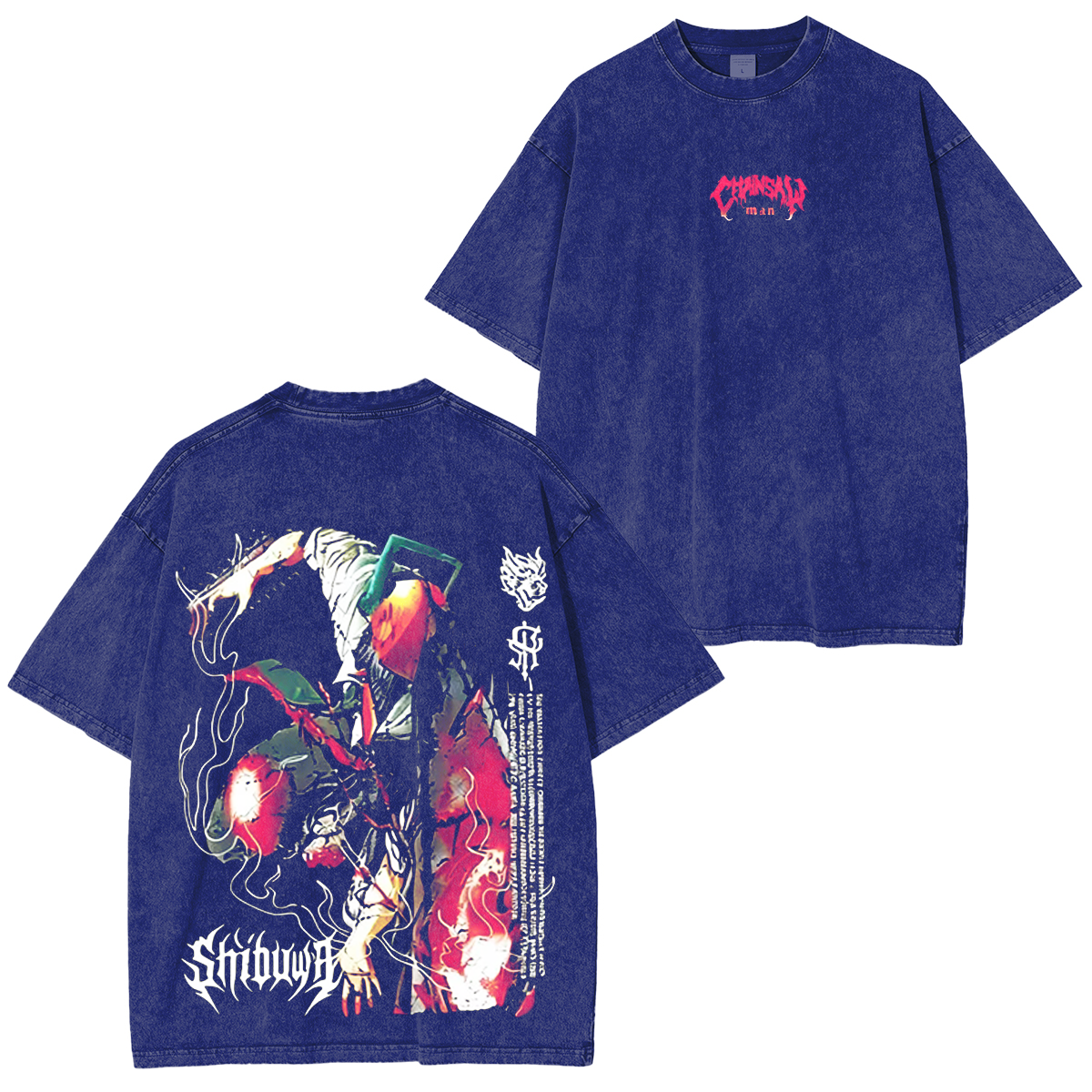 Camiseta unisex Chainsaw Man lavada estilo vintage