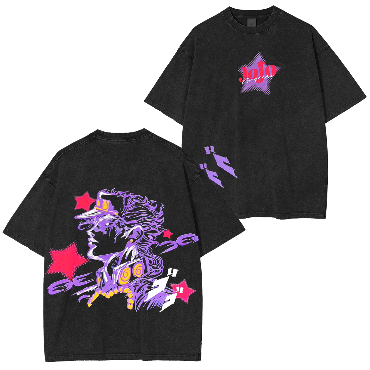Joestar JoJo¡¯s Bizarre Adventure Double Printed Vintage Oversized Washed T-Shirt/Crewneck/Hoodie