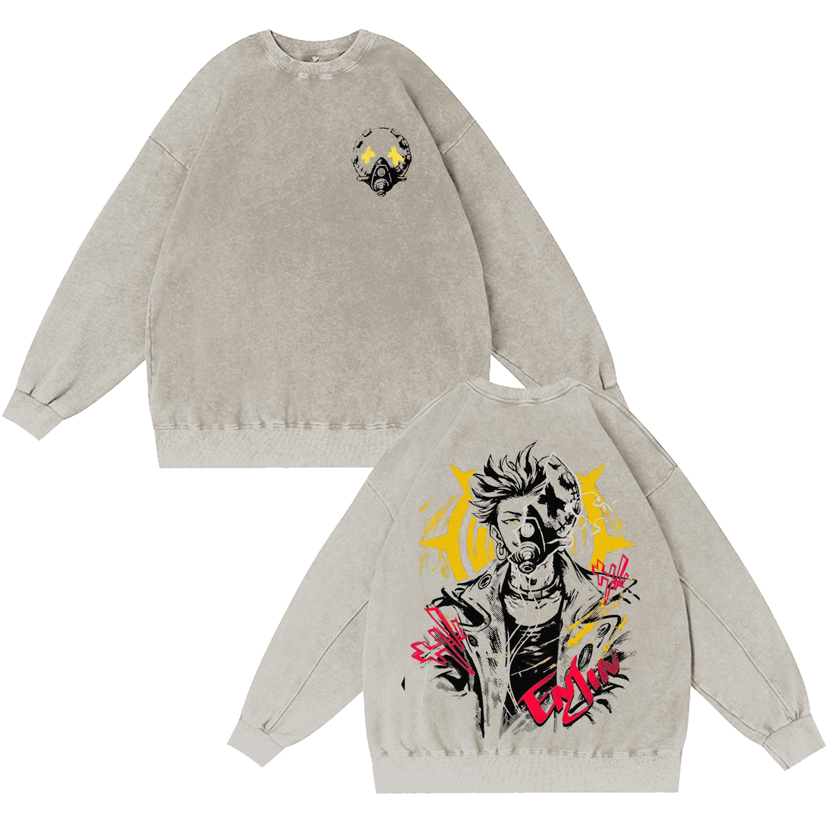 Camiseta/Sudadera de cuello redondo/Sudadera con capucha Gachiakuta de lavado vintage