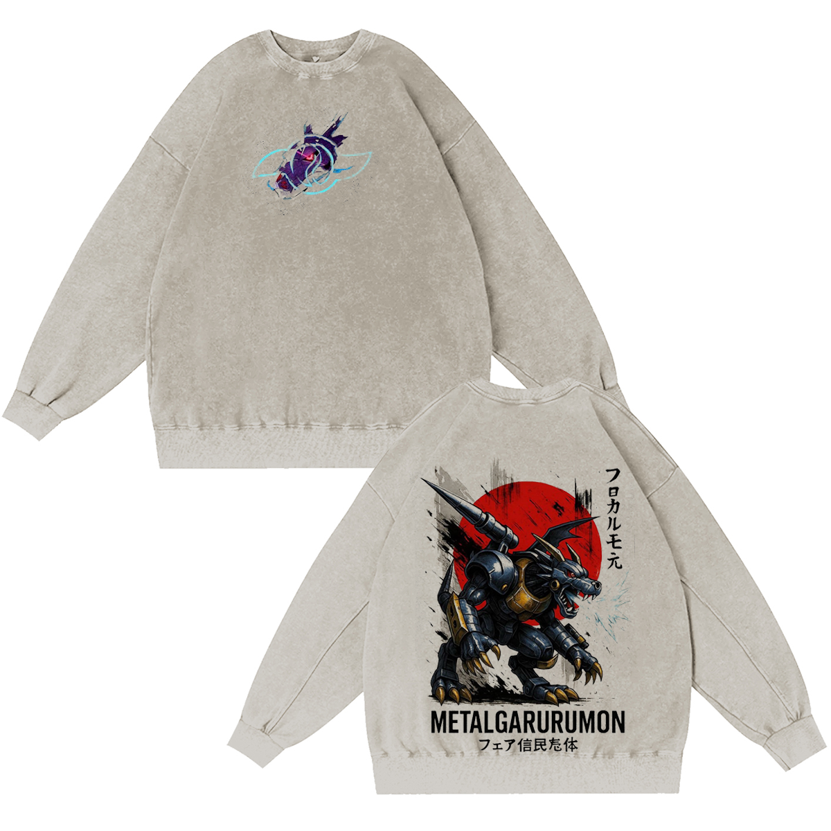 Camiseta/Sudadera/Sudadera con Capucha Vintage Digimon MetalGarurumon