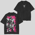 T-Shirt unisexe d'inspiration anime Mobile Suit Gundam rose, effet vieilli