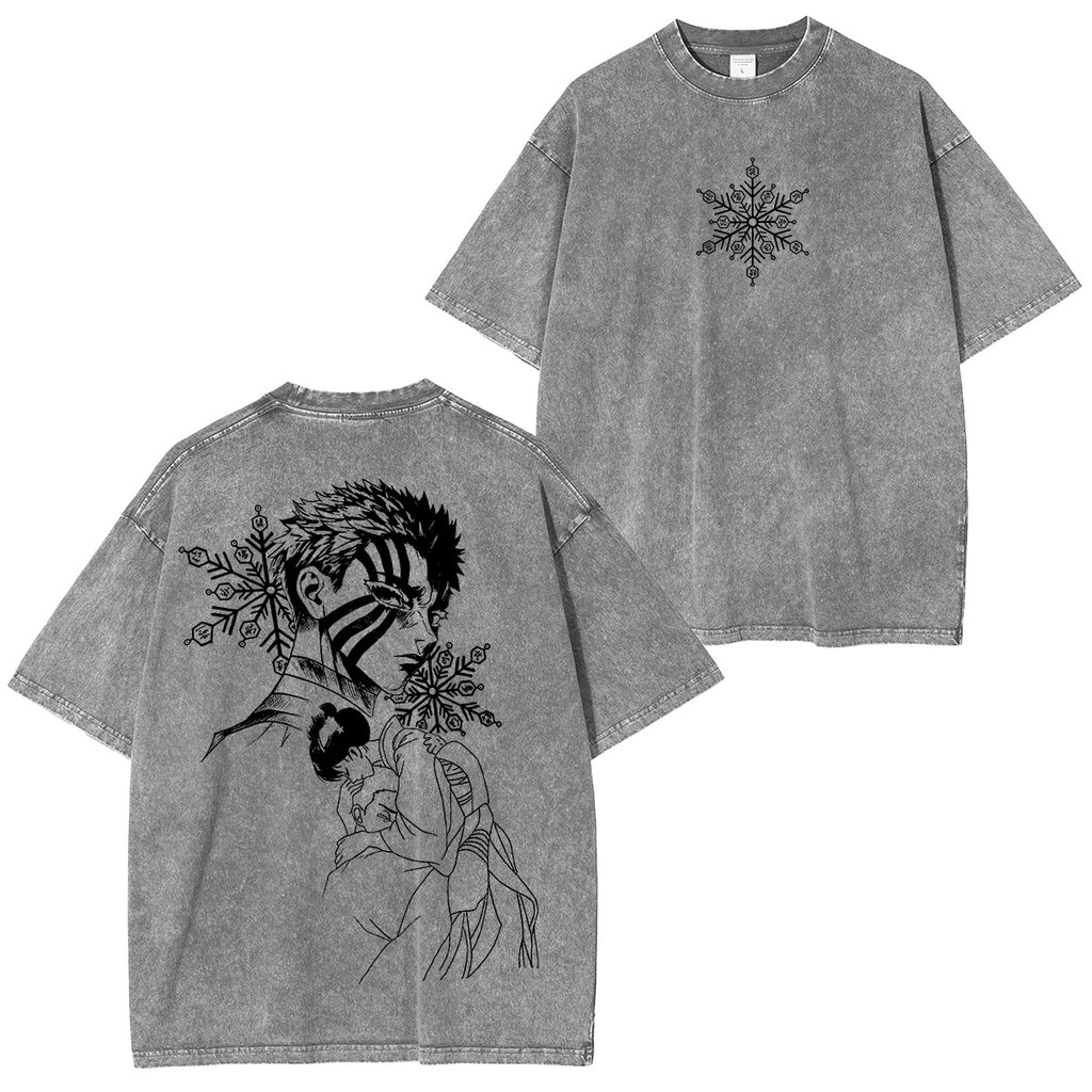 Akaza & Koyuki: T-shirt unisexe délavé Demon Slayer