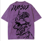 JOJO SUS Camiseta vintage de manga corta de Jojo's Bizarre Adventure con doble estampado