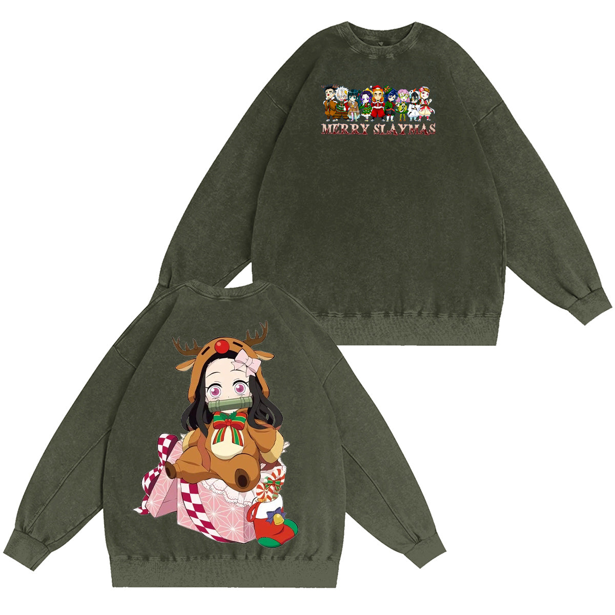 Demon Slayer Christmas Vintage Washed T-shirt/Crewneck/Hoodie