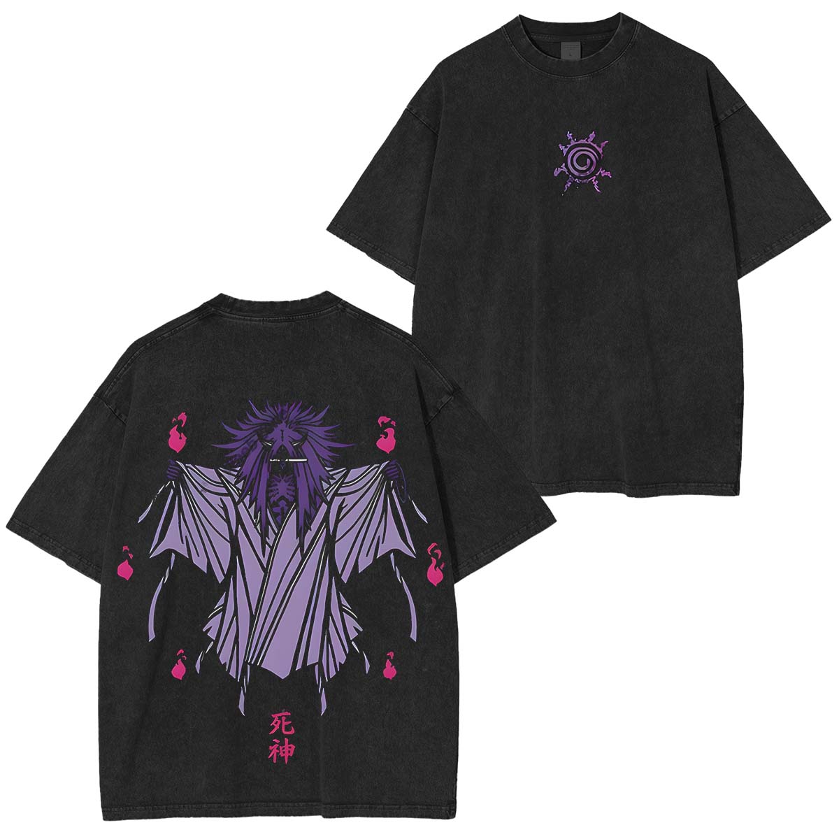 Limited Edition Death Reaper Seal Uzumaki Naruto Anime Double Printed Oversize Lightweight Acid Washed Tee