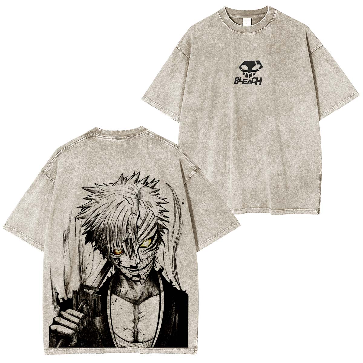 Ichigo Bleach Anime Double Printed Vintage Washed Tee