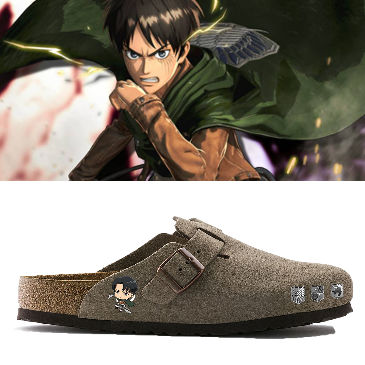 Attack on Titan Anime Unisex Boston Plantilla Blanda Cuero de Gamuza