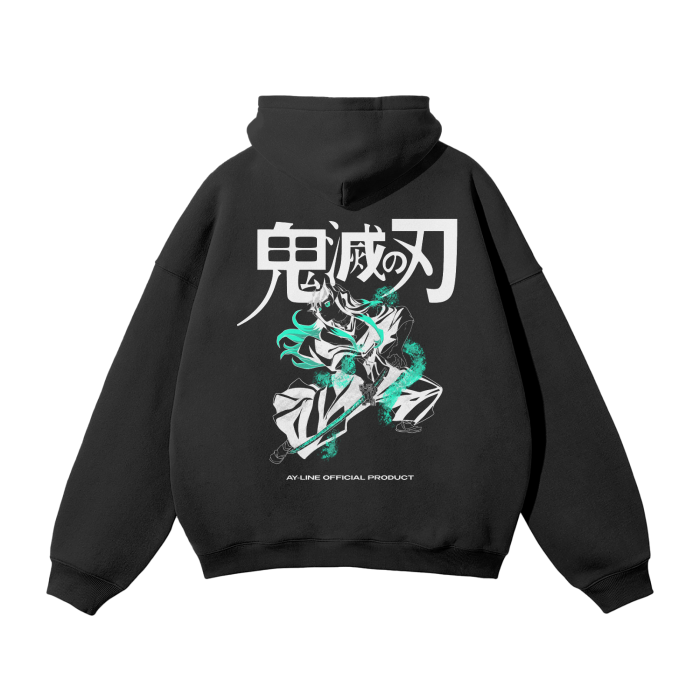 Sudadera con capucha "Memory of the Mist" estilo urbano, negra