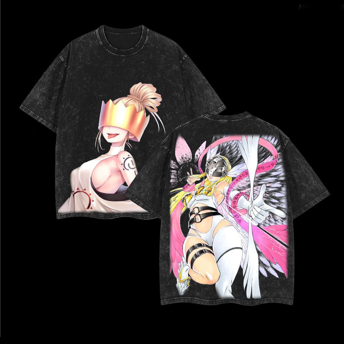 Camiseta unisex vintage lavada Haumea x Angewomon Fire Force