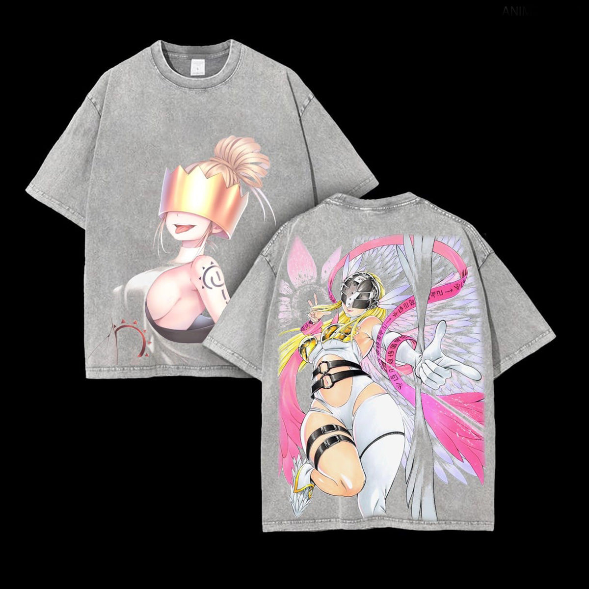 Camiseta unisex vintage lavada Haumea x Angewomon Fire Force