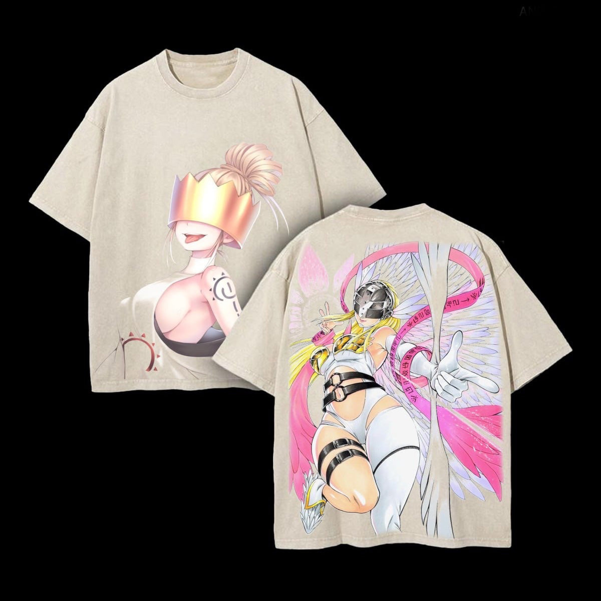 T-shirt unisexe délavé Haumea x Angewomon Fire Force – Coupe vintage