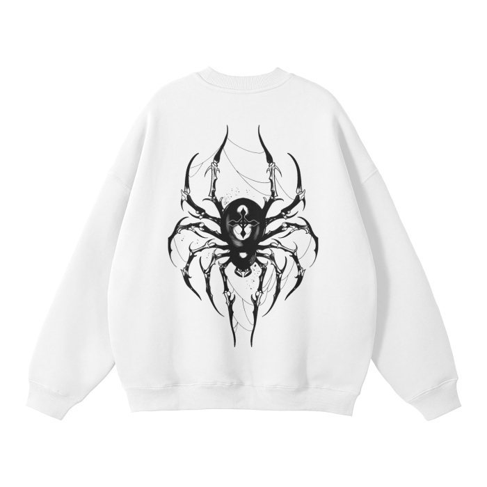 Sudadera de Calle Blanca con Araña y Carisma Oscuro