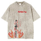 Camiseta lavada unisex de Rengoku Demon Slayer Anime