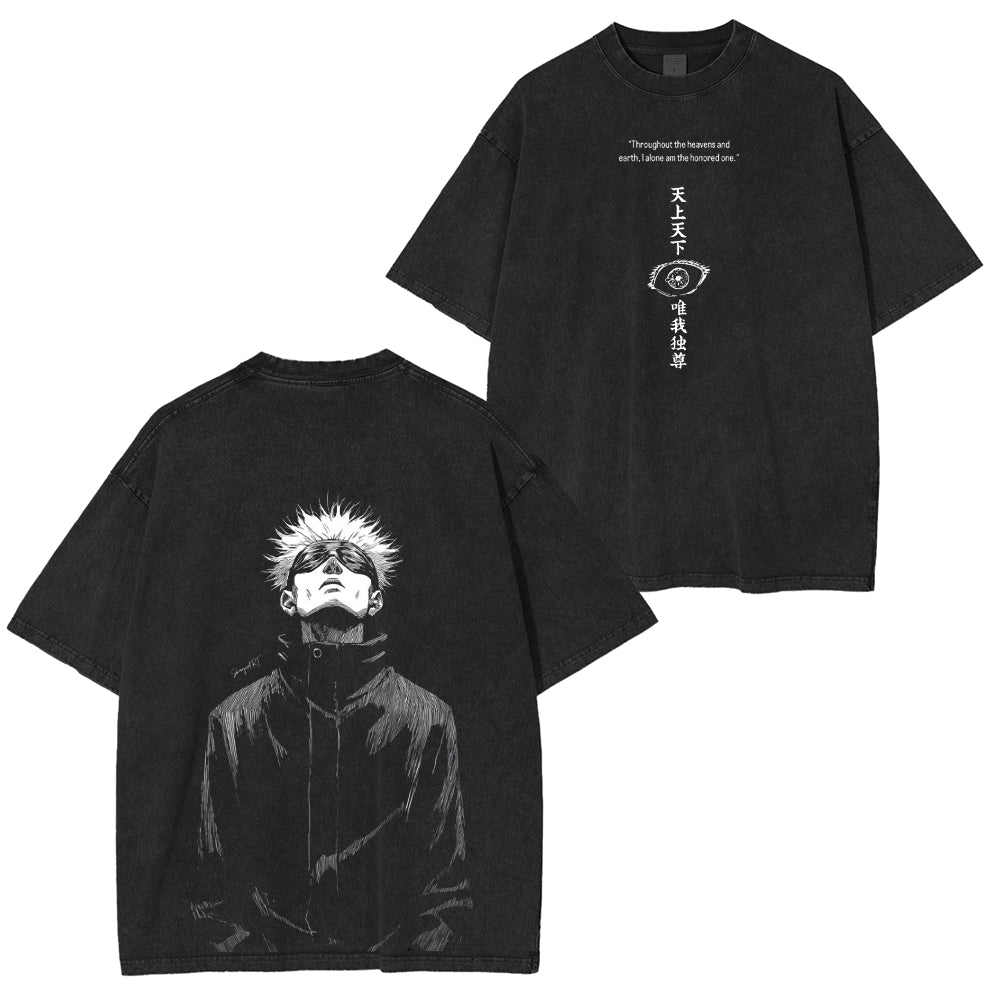 Camiseta unisex lavada Gojou Satoru Jujutsu Kaisen Anime Ácido