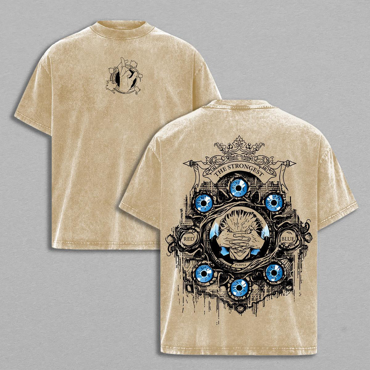 Camiseta Gojo Satoru Six Eyes Washed ¨C Jujutsu Kaisen Vintage Oversized de Algodón Pesado