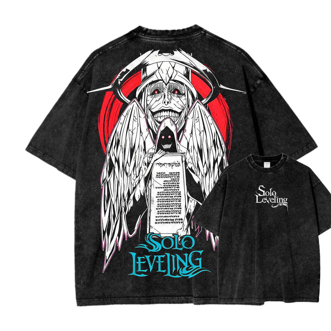 Camiseta unisex lavada estampada de Solo Leveling