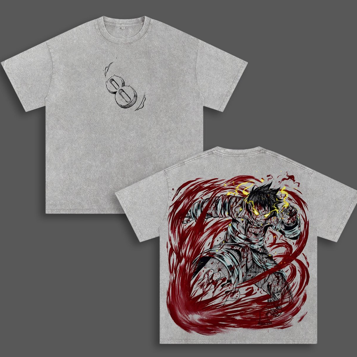 Camiseta/Sudadera de cuello redondo/Sudadera con capucha Fire Force Shinra efecto lavado