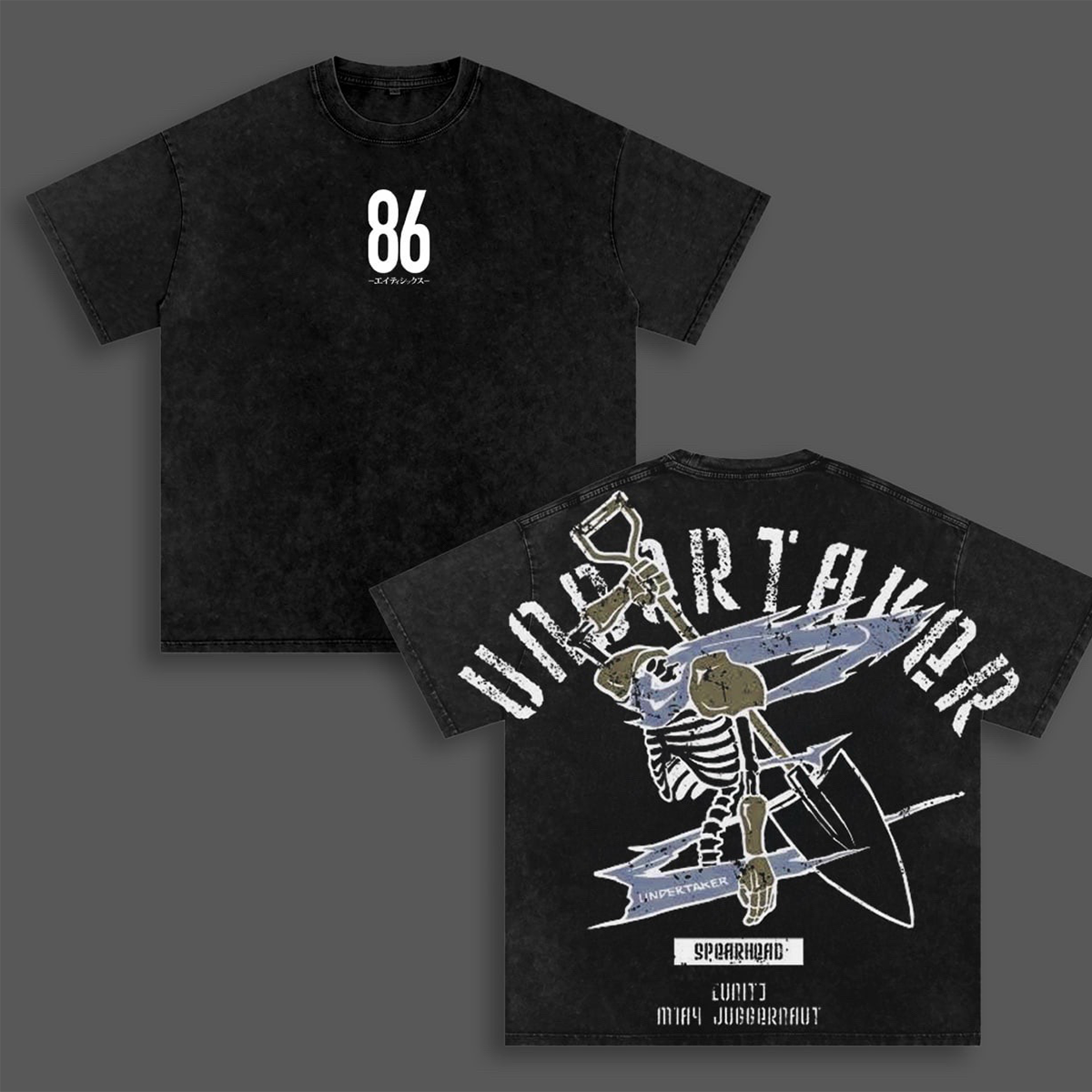 T-shirt/Sweat/Hoddie délavé avec logo "Undertaker Shinei Reaper 86 Eighty"