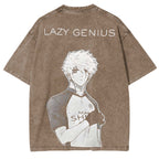 T-shirt lavé imprimé double Anime Blue Lock StrikerT-shirt lavé imprimé double Anime Striker