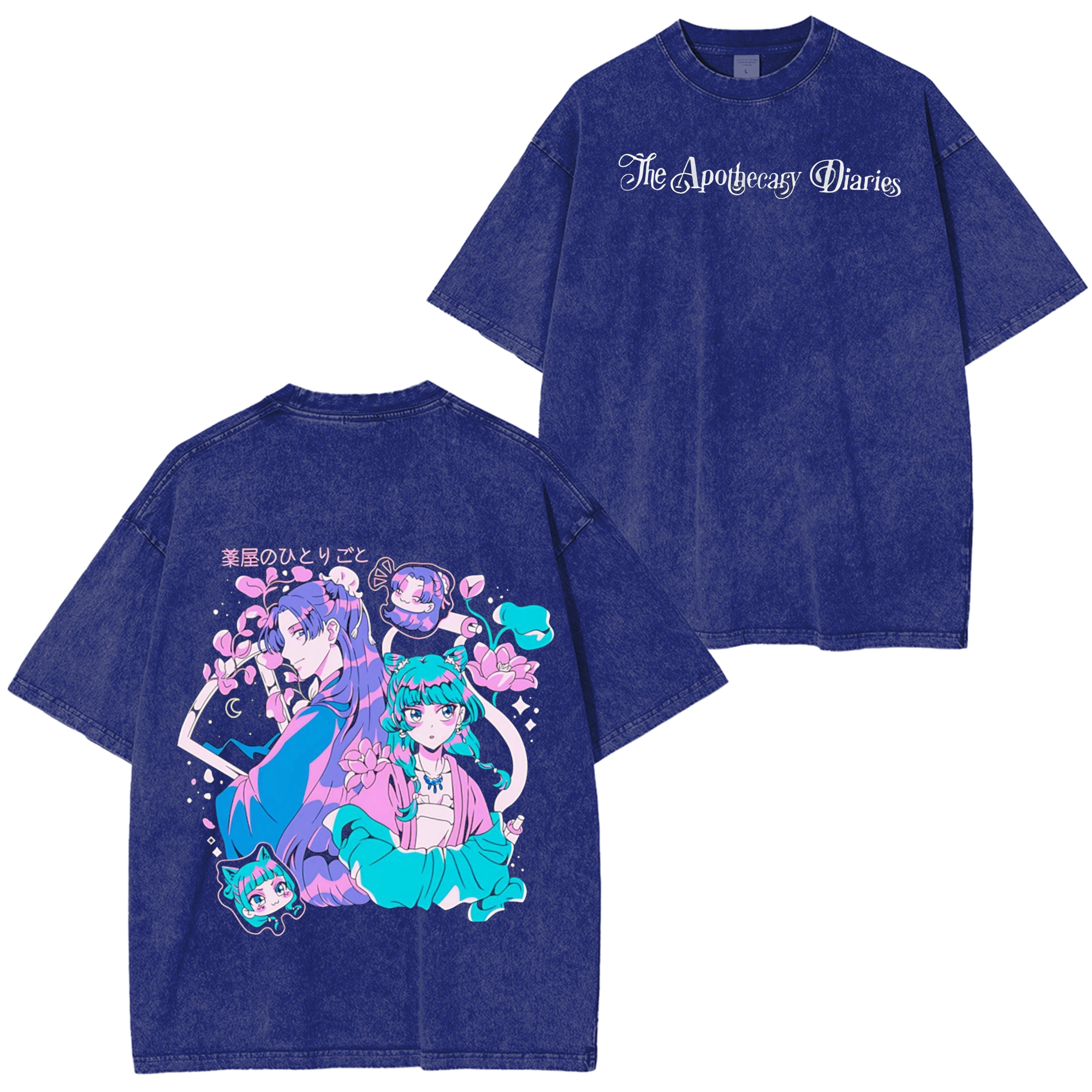 Kusuriya no Hitorigoto Camiseta Oversize Lavada Estilo Vintage
