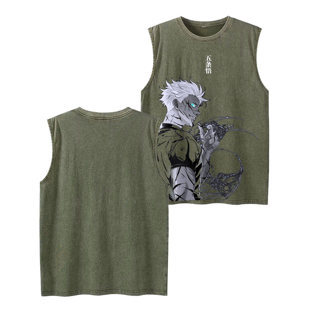 Camiseta sin mangas estampada de Anime Gojo