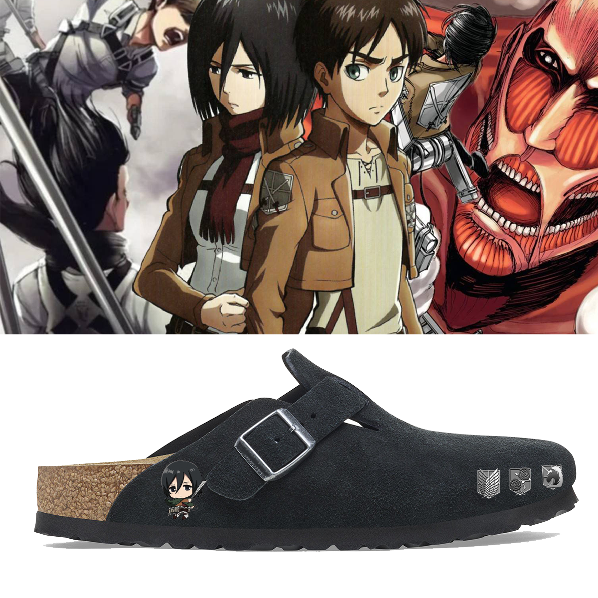 Attack on Titan Anime Unisex Boston Plantilla Blanda Cuero de Gamuza