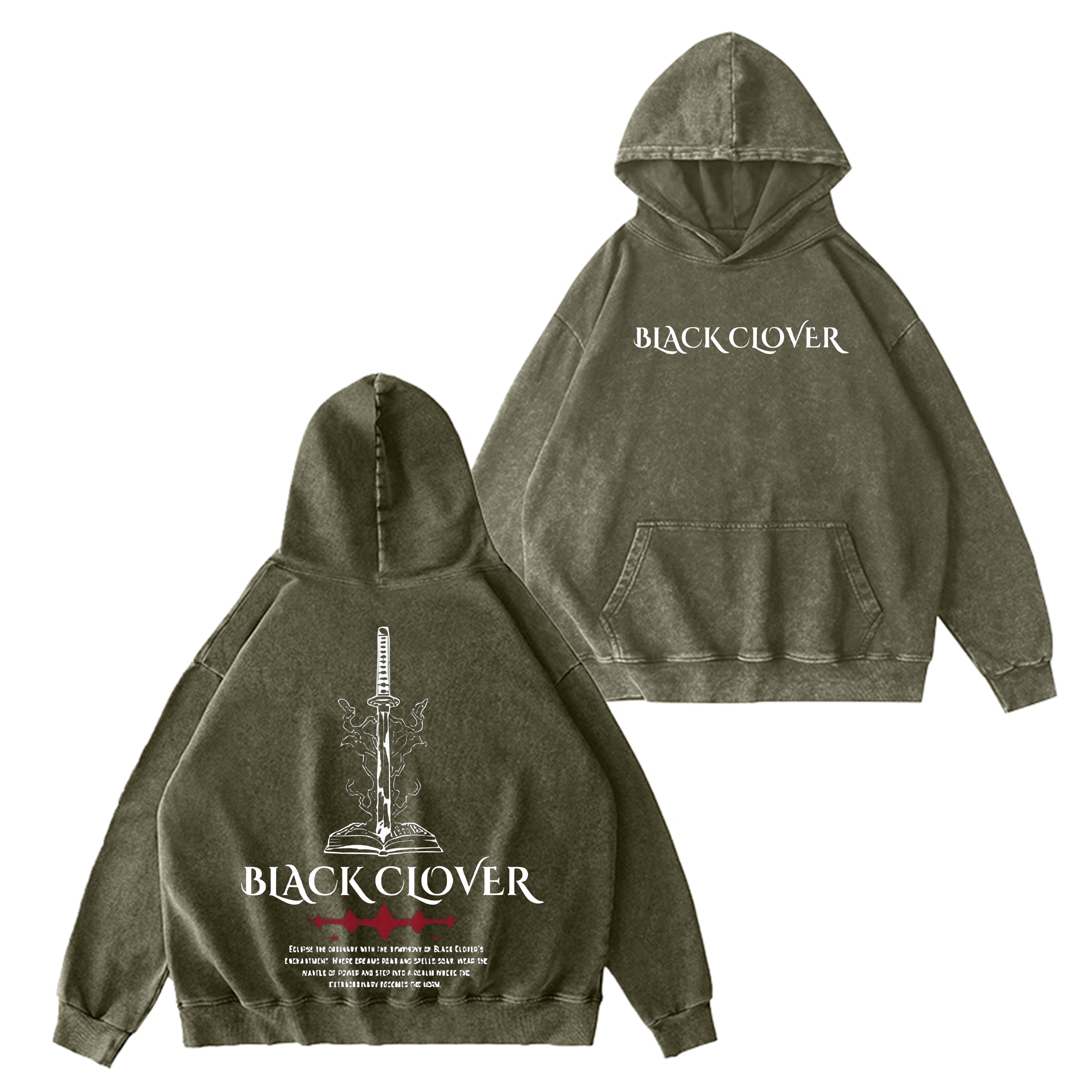 Sweat-shirt à capuche délavé Black Clover