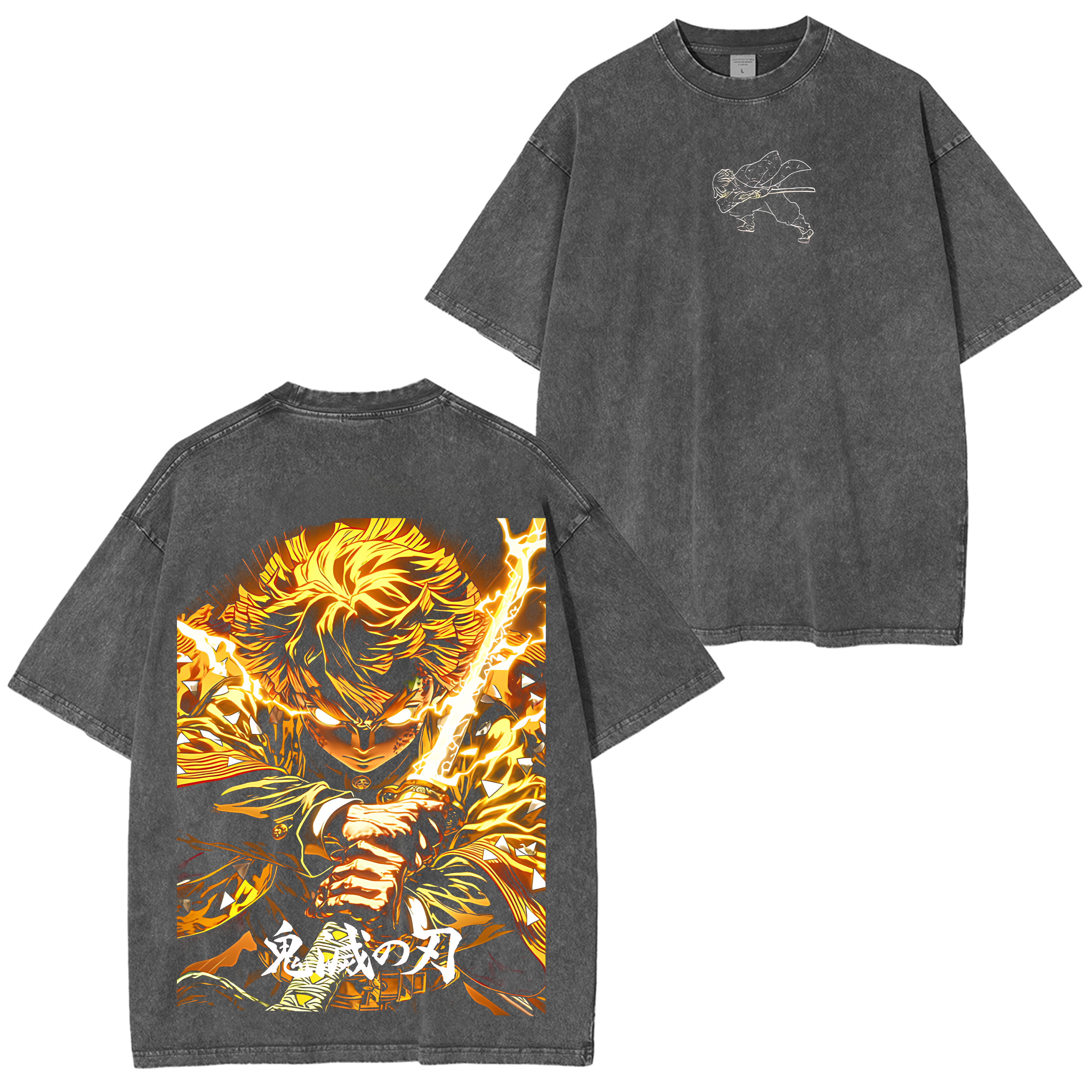 Demon Slayer Zenitsu Agatsuma Anime Unisex Washed T-Shirt
