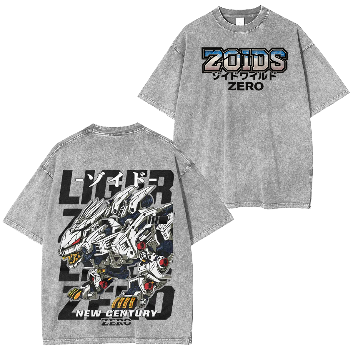 Camiseta unisex lavada estilo vintage Liger Zero Zoids New Century Zero Streetwear