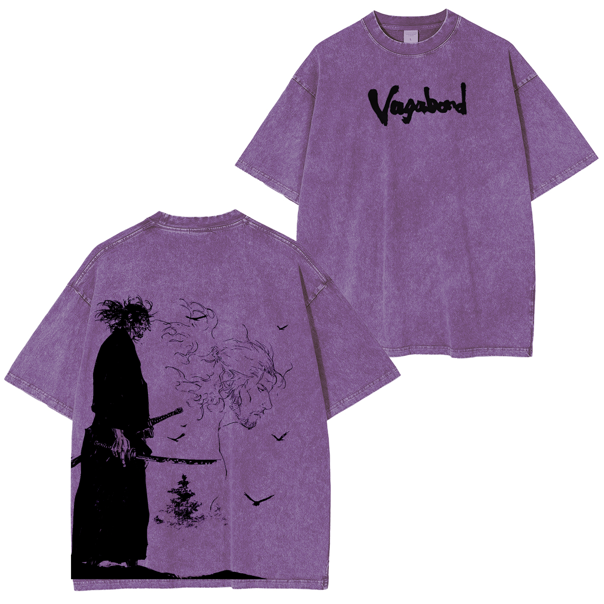 Miyamoto Musashi Vagabond Vintage Camiseta de Algodón