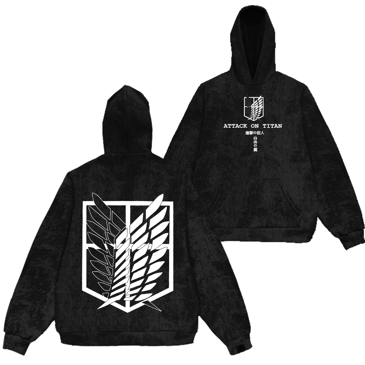 Attack On Titan Corps Mikasa Eren Vintage Washed Hooded Sweatshirt