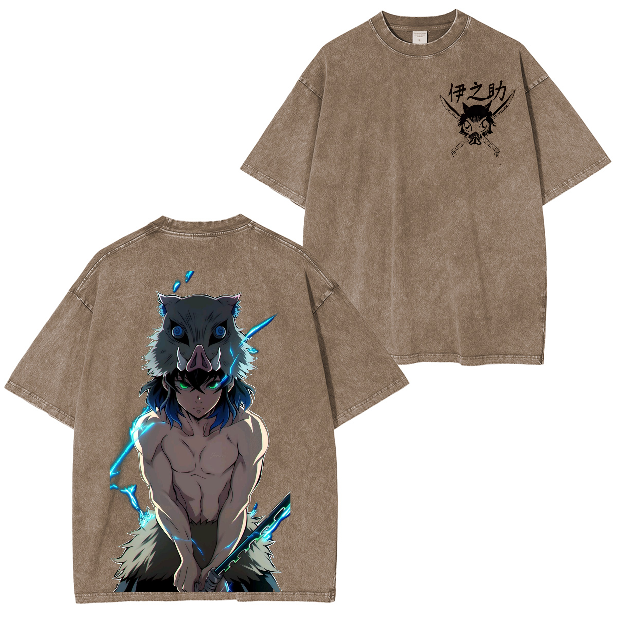 Camisetas lavadas unisex de Demon Slayer