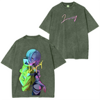 Camiseta unisex lavada Lucy Cyberpunk