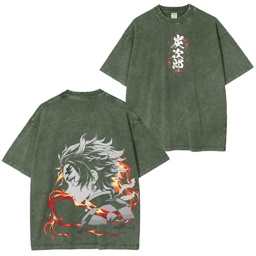 Camiseta Lavada Unisex Clásica Tanjiro Kamado