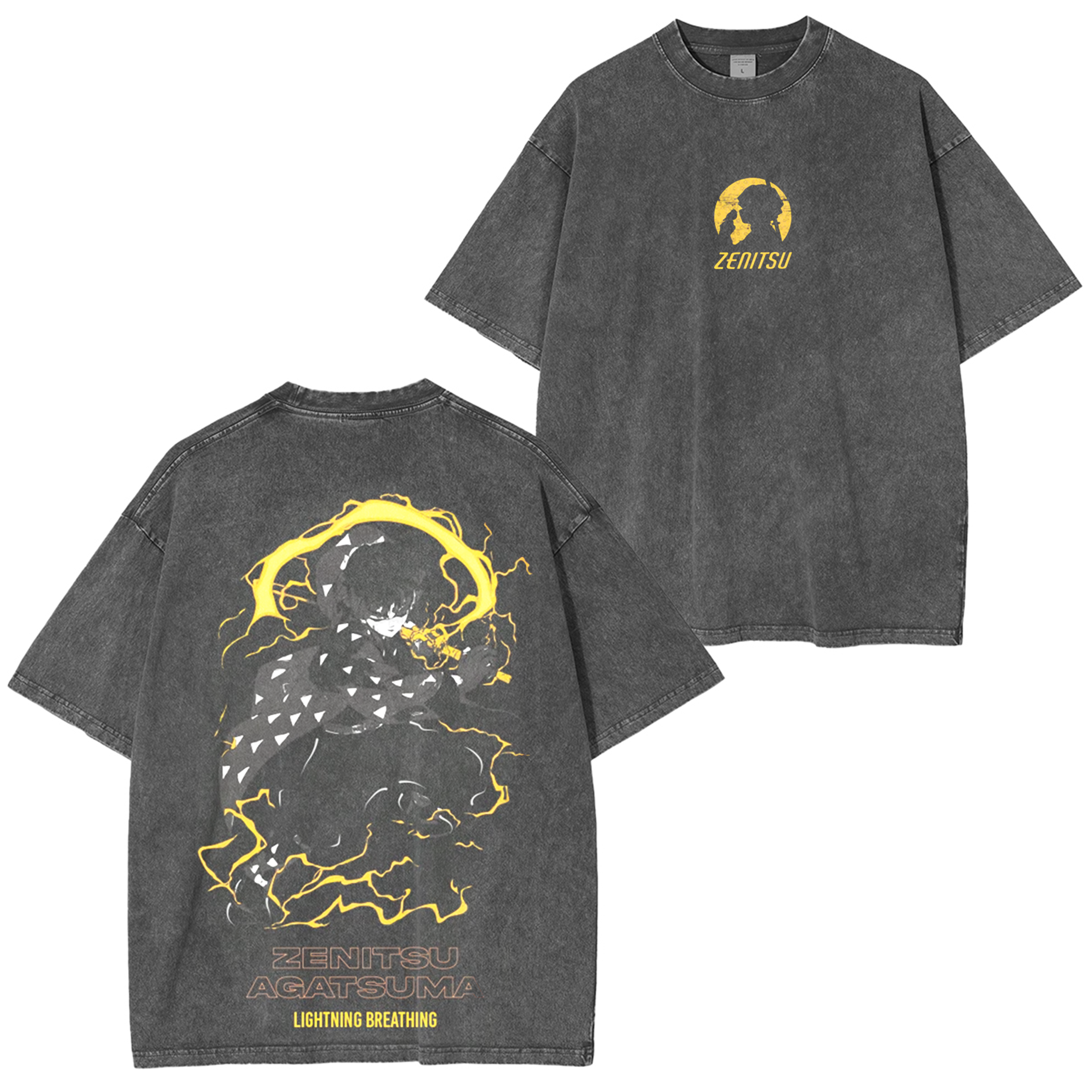 Zenitsu Agatsuma Lightning Breathing â€?Black Regular Fit T-Shirt