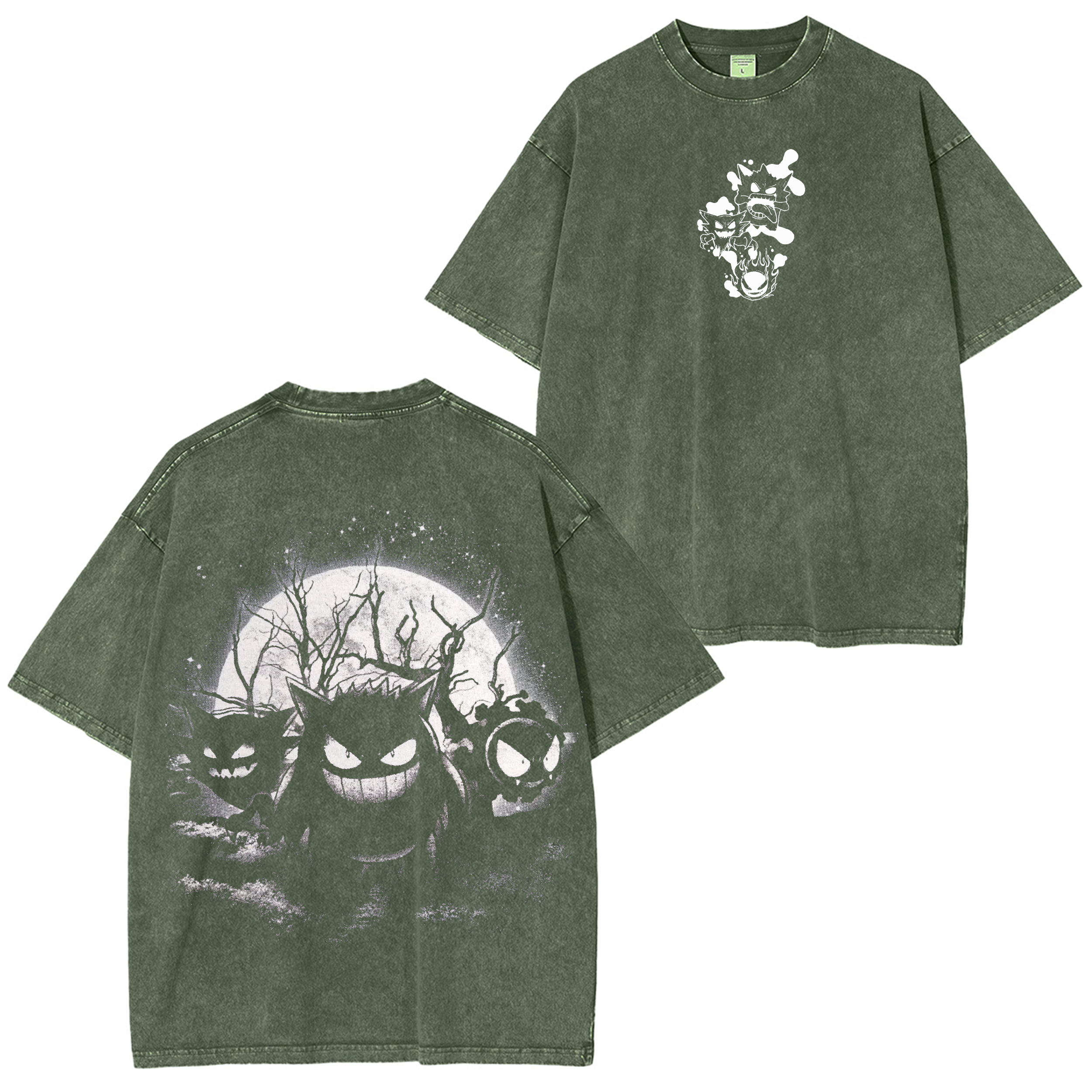 T-shirt Oversize Unisexe Gengar Famille Spectrum Ectoplasma Lumière Lunaire