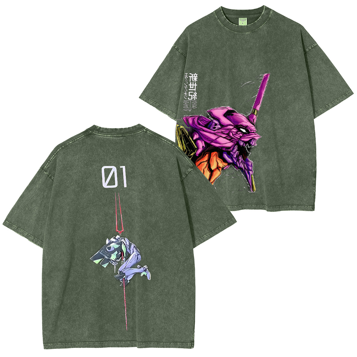 Camiseta/Sudadera/Sudadera con capucha vintage con lavado Neon Genesis Evangelion