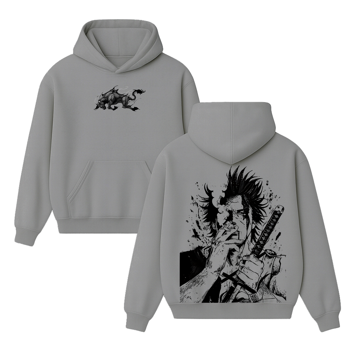 Sudadera Unisex Vintage de Doble Estampado Yami Sukehiro x Black Bulls Anime Black Clover