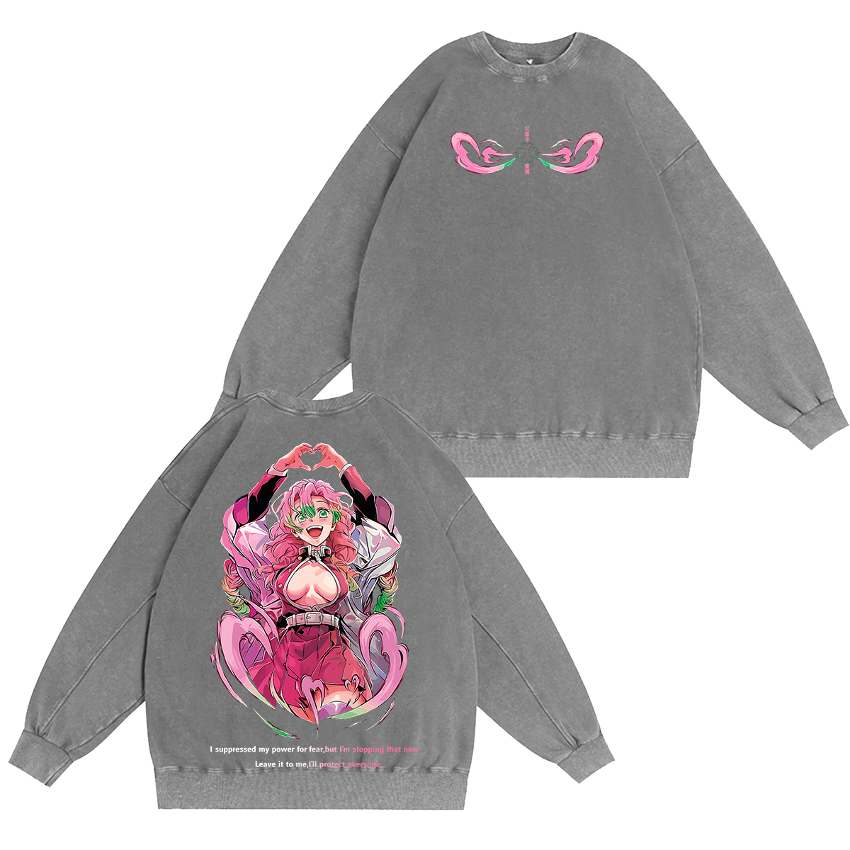 Demon Slayer Anime Vintage Unisex Washed Crewneck Sweatshirt