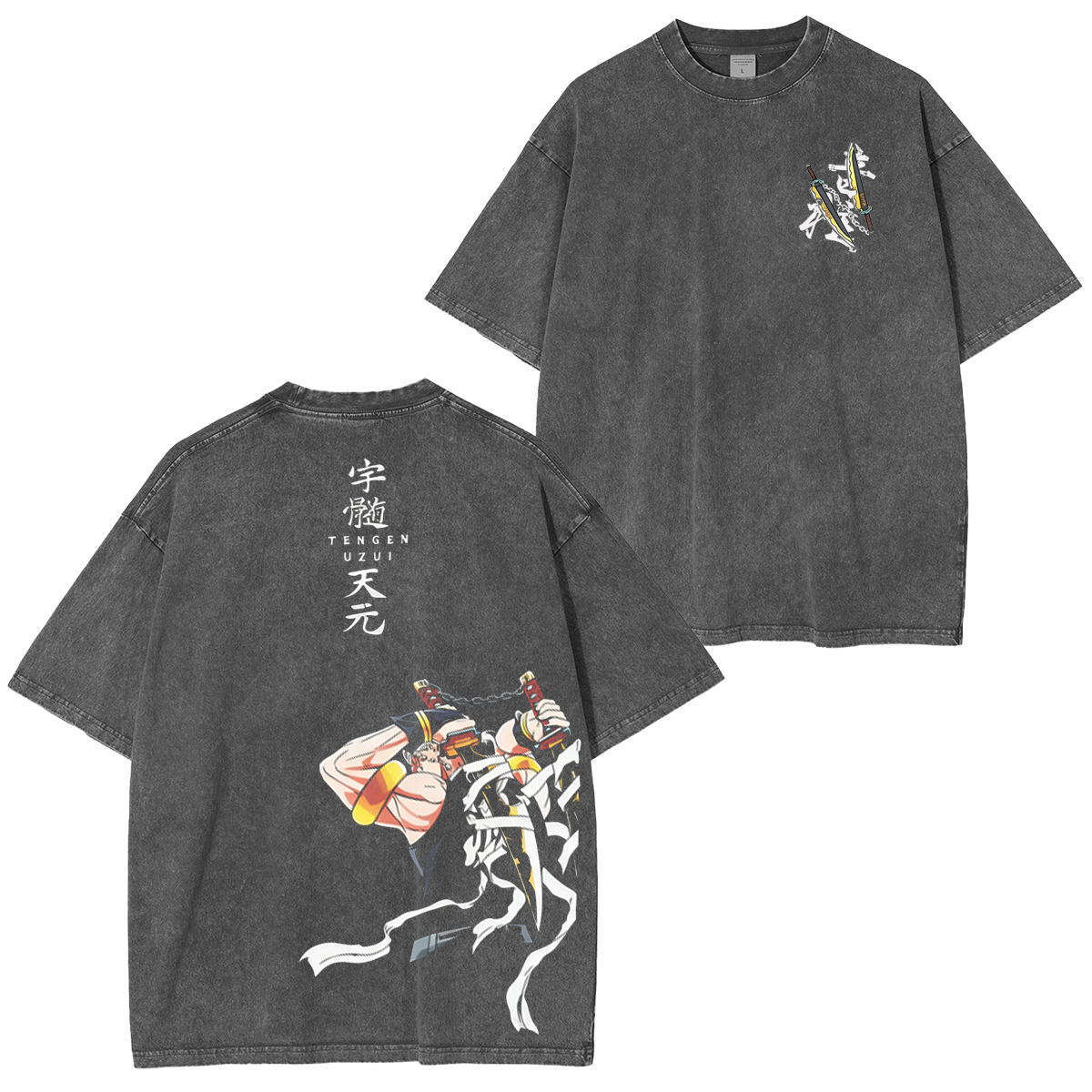 Camiseta "Demon Slayer" con efecto desgastado