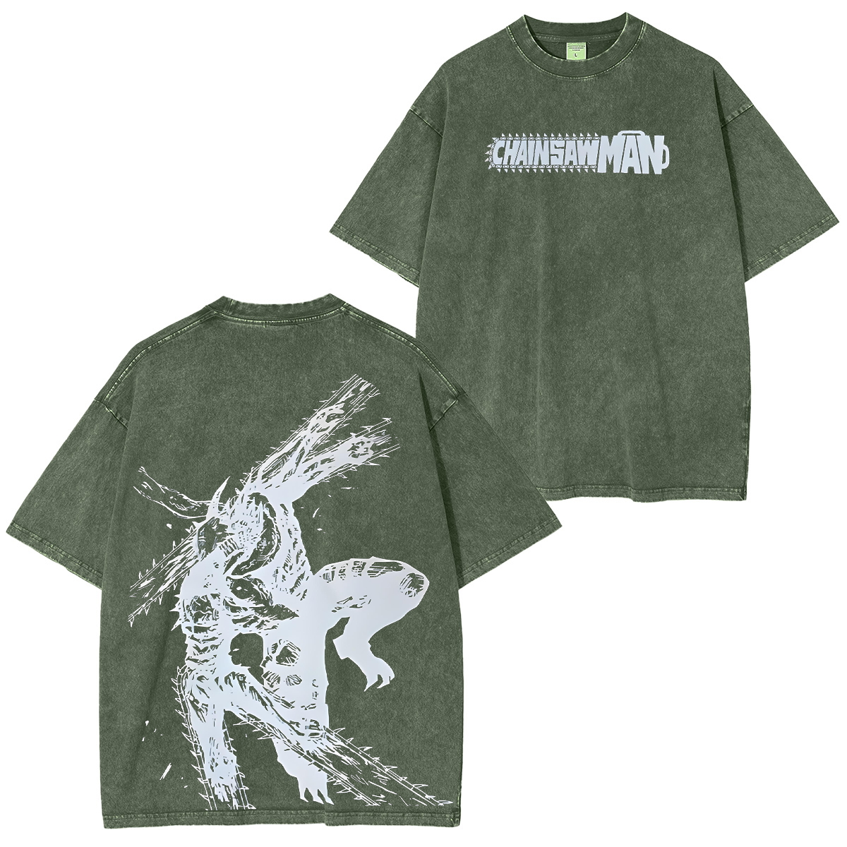 Camiseta unisex Chainsaw Man lavada estilo vintage