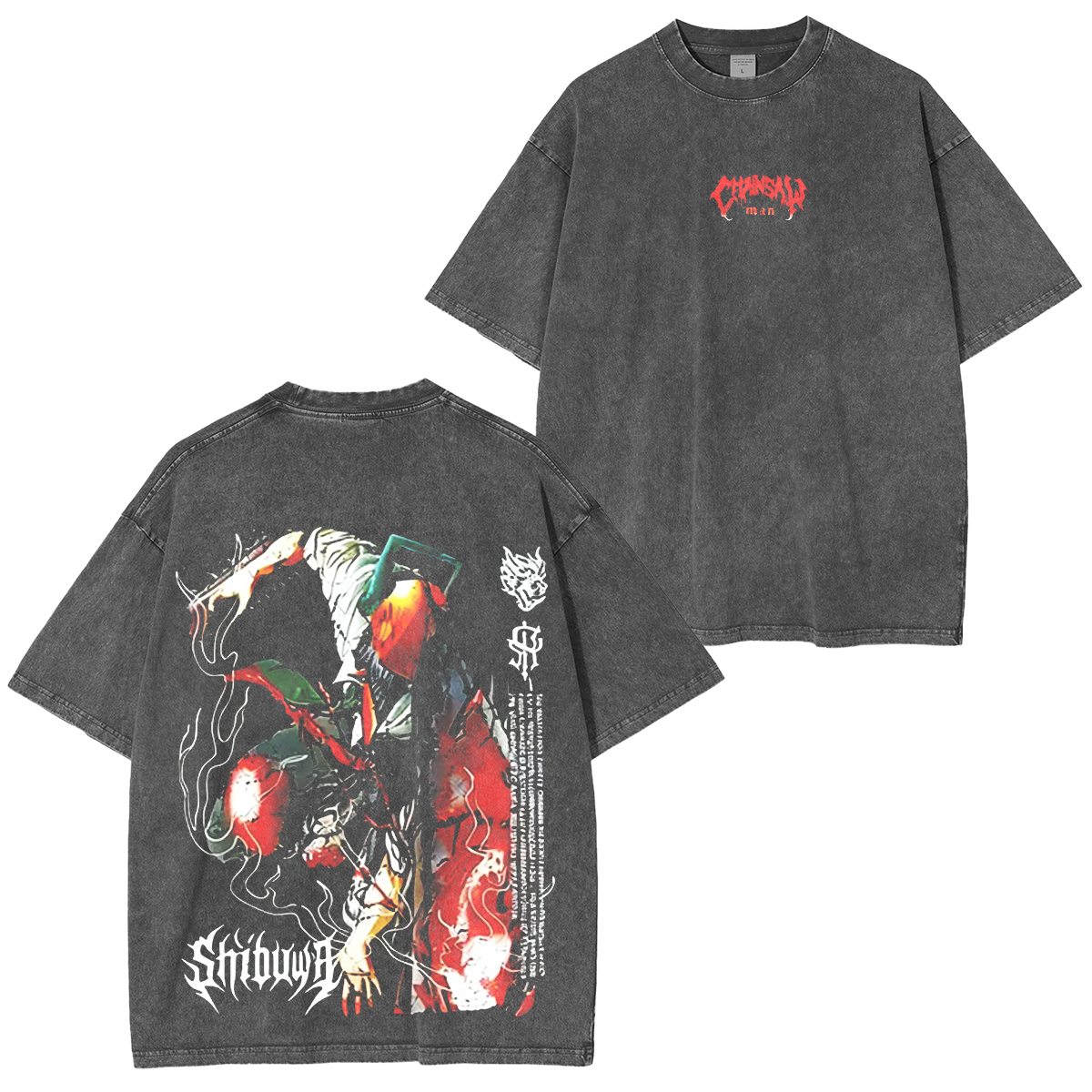 Camiseta unisex Chainsaw Man lavada estilo vintage